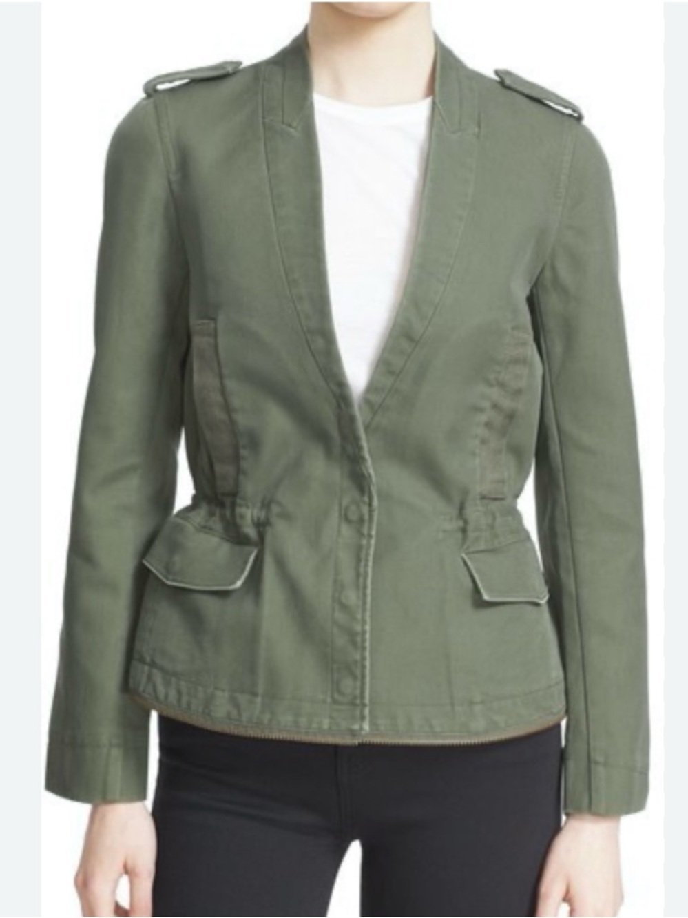 Zadig & Voltaire Vedam Bis Military Green Skull Cotton Utility Jacket Flaws Sz L - Picture 3 of 15